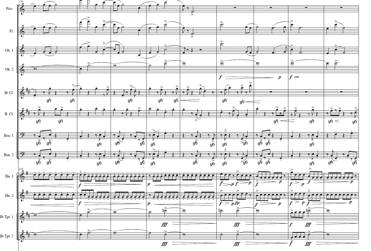 Excerpt from the score of a Boreal Symphony, adapted for symphony orchestra by Yannick Plamondon and Benoît Fortier of the Quebec City Conservatory.